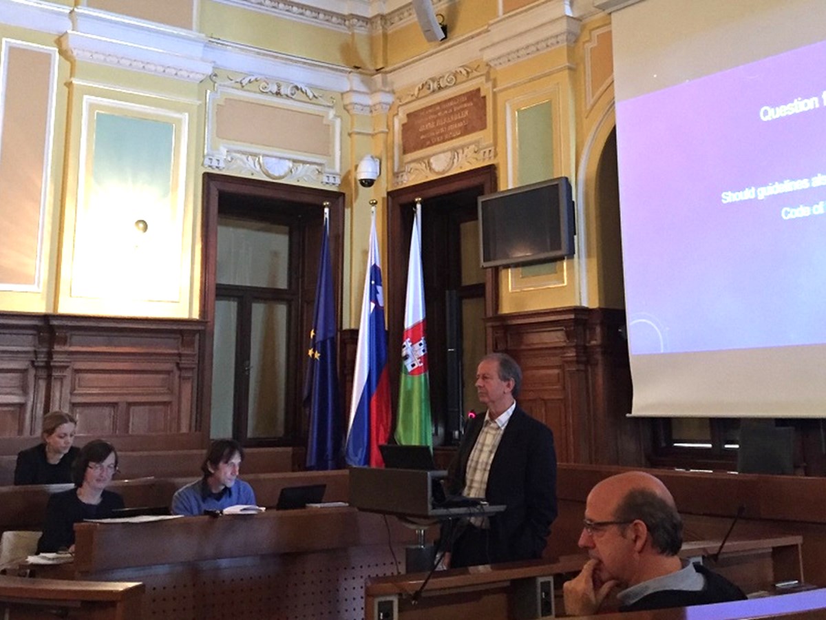 Former RTPI President Vincent Goodstadt addresses the general assembly in Ljubljana’s city chamber