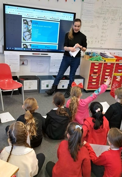 Jenny in the classroom with the children