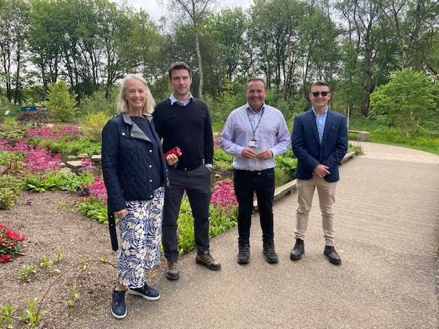 Lindsey Richards, John Pye (RHS), Vincent Ryan (Stantec) and Matt Dugdale at RHS Garden Bridgewater