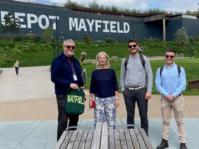 Lindsey Richards, Mikey Percival (Deloitte), Dave Barlow (Manchester City Council) Matt Dugdale at Mayfield Park