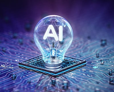 AI sign in a lighbulb